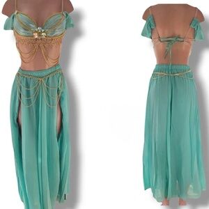 Jasmine Costume Aqua Chiffon Two-Piece Set